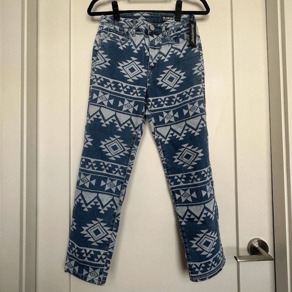 Blank NYC Aztec Print Crop Jeans Size 24 NWT Blue Boho - Picture 6 of 7